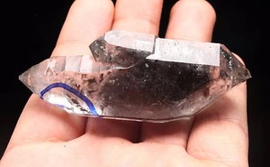 50.1g NATURAL Black Phantom Quartz Crystal Double end Specimen+quicksand - Picture 1 of 12