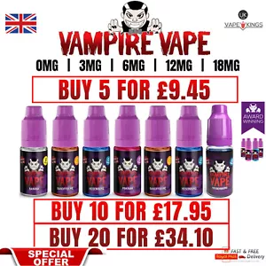 Vampire Vape E Liquid | 5 x 10ml For £9.45 | Vape Juice | Heisenberg | Pinkman - Picture 1 of 125