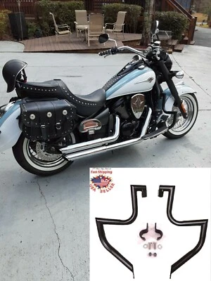 Barra de choque protectora de motor de carretera negra 2 piezas 4 Kawasaki Vulcan VN900C personalizada 06-23 Foto 1 de 4