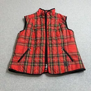 Bogner Vest Women XL Red Plaid Full Zip Quilted Logo Capsule Academia Heritage - Picture 1 of 10
