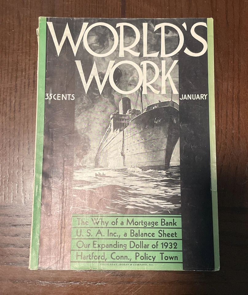 Vintage Jan 1931 WORLD’S WORK Magazine ART DECO Cover Illustration Doran & Co. - Image 1 of 4