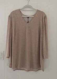 Adrianna Papell Long Sleeve V-neck Pink Polka Dot Plus Size 3X - New - Picture 1 of 7