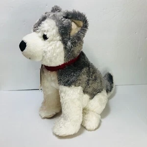 PIER 1 IMPORTS "TOBY" Husky/Wolf Dog Plush Stuffed Animal Grey/White 11" (2013) - Picture 1 of 8