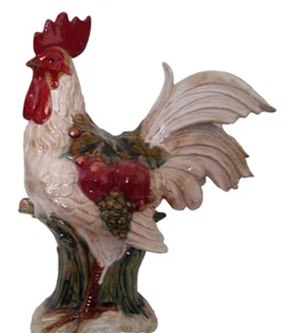 Vintage Glazed Ceramic Perched Rooster 18" Tall Multicolor - Picture 1 of 9