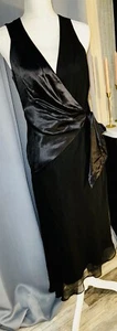 DONNA RICCO Silk Black V-Neck Faux Wrap Maxi Sleeveless Formal Dress Sz 10 NWT - Picture 1 of 12
