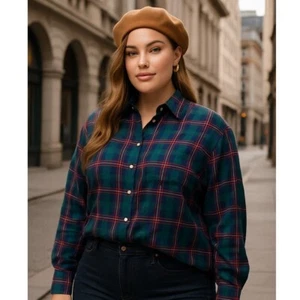 Camisa Top Lauren Ralph Lauren Etiqueta Negra A Cuadros Con Botones Manga Larga XXL $145 - Imagen 1 de 11