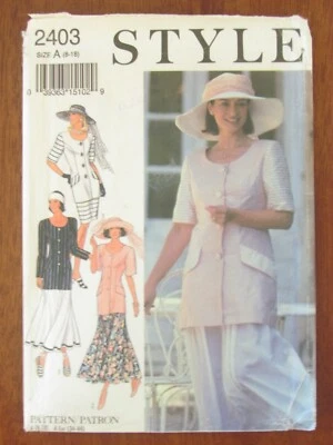 STYLE PATTERN - 2403 LADIES LONG LINE JACKET PLEATED SKIRT 8-18 PLUS UNCUT - Image 1 of 2