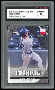 Tarjeta de novato Bobby Witt Jr. 2020 Leaf Exclusive Texas Flag primer grado 10 #Fl-04 - Imagen 1 de 1