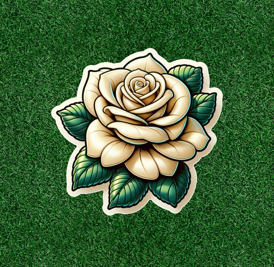 Beautiful white rose 100% waterproof vinyl sticker decal - many sizes available - Image 1 of 1