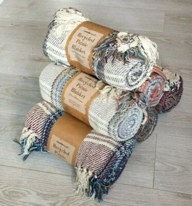 Picnic Blanket Checked Cotton Recycled Fibre Country Club Travel Holiday Camping - Picture 1 of 15