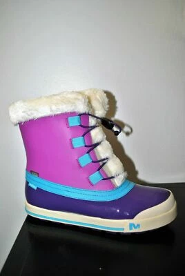 Merrell 女孩 Spruzzi 紫色防水皮革雪地靴 - 7 码青少年 — 第 1/4 张图片