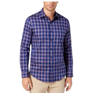Tasso Elba Men's Bossini Plaid Button Up Long Sleeve XXL Blue Purple MSRP $59 - Picture 1 of 12