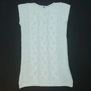 United Colors Benetton Sweater Jumper Cable Knit Chunky Sleeveless Pullover UK 8 - Picture 1 of 7
