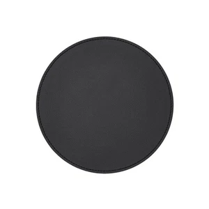 Tapis de Souris Rond Cuir Véritable Noir - Coutures Artisanales et Antidérapant - Photo 1/5