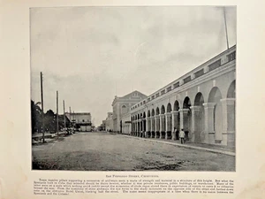 1898 Vintage Illustration San Fernando Street Cienfuegos Cuba - Picture 1 of 2