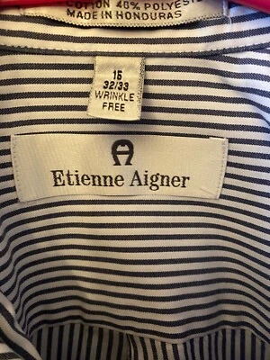 Etienne Aigner Men's Shirt Blue White Striped Pocket Size 16 32/33 Large - Image 1 of 4
