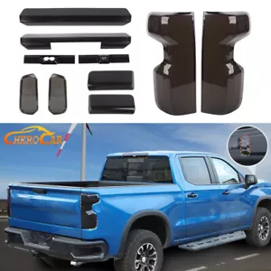 Smoke Taillight 3rd Brake Light Turn Signal Cover Trim For Chevy Silverado 2019+ - Picture 1 of 38