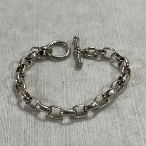 Vintage Sterlingsilber oval Rolo Link Knebelverschluss 7,5" Armband 22,8 g -- 2876 - Bild 1 von 5