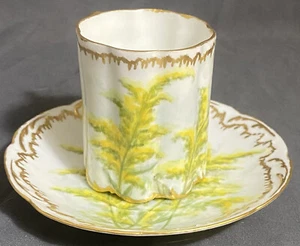 Rosenthal Monbijou Cup & Saucer Wheat Grass Yellow Hand Painted Rare Scalloped - Picture 1 of 6