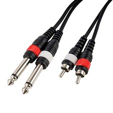 CASCHA Cavo audio professionale, 2 x jack 6,3mm maschio a 2 x RCA maschio, lungh