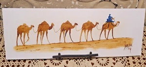 Original Signed & Numbered Vintage Camel Caravan Artwork (Chalk?) 12.5" x 4.75" - Picture 1 of 4