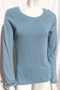 Camaieu Spain Blue Fine Knit Viscose Scoop Neck Sweater Top size S M - Picture 1 of 4