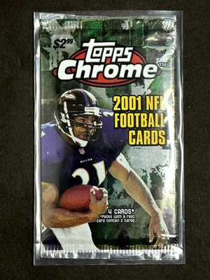 2001 Topps Chrome Football Factory Sealed Pack Peyton Manning Tom Brady HOF - Image 1 of 2