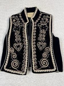 Vintage Double D Ranch Wear Embroidered Studded Black Western Vest Women's XS - Picture 1 of 5