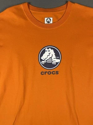 Camiseta Crocs Para Hombre XL Naranja Gráfico Logo Crocs Cocodrilo Campamento Punk Grunge Foto 1 de 4