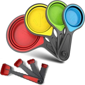 Collapsible Silicone Soft Measuring Cups and Measuring Spoons,8 pieces - Picture 1 of 8