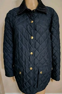 Chaps Damen Jacke Gr. XL blau gesteppt Button Down goldene Logo Knöpfe Cord - Bild 1 von 8