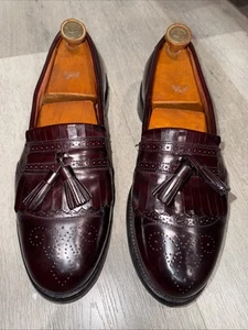 Allen Edmonds Mens 11.5 D Bridgeton Leather Kiltie Tassel Loafers Burgundy - Picture 1 of 11