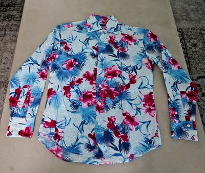 Vestido de algodón vintage de diseñador VERSACE con botones estampado floral y logotipo talla 38/15 Foto 1 de 4