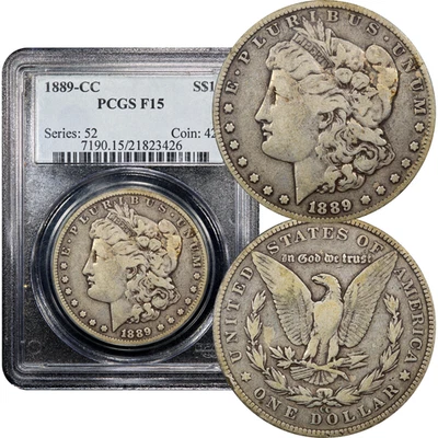 1889-CC Morgan Dollar $1 PCGS F15  - Image 1 of 4