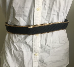 ST. JOHN Size 8 Black Gold Sequin Mesh Closure Belt - Picture 1 of 3