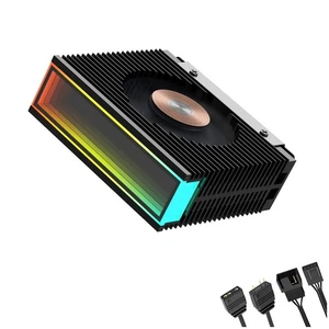 ARGB M.2 2280 SSD Heatsink with 50MM PWM Dual Fan M.2 SSD Radiator Cooler8637 - Afbeelding 1 van 10