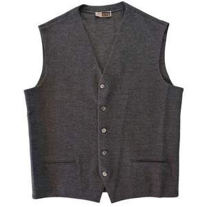Gray Virgin Wool 5 button Waistcoat Vest Front Lined Men's Size M Grey MARIZ  - Picture 1 of 8