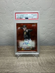 2024 Topps Stadium Club Chrome Paul Skenes Orange Rookie RC Auto /25 PSA 8 - Picture 1 of 1
