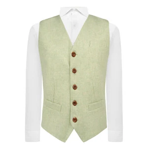 Mint Green Herringbone Waistcoat - Picture 1 of 5
