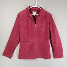 St Johns Bay Coat Womens M Pink Washable Suede Full Zip Pockets Lightweight