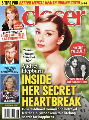 CLOSER February 8 2021 Audrey Hepburn Sarah Ferguson Troy Donahue Cicely Tyson - Image 1 of 2