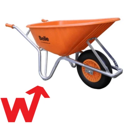 Belle Warrior Heavy Duty Wheelbarrow | Puncture Proof FLEX PRO | 100L Tray
