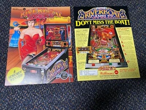 2 WILLIAMS FACTORY ORIGINAL 1990 RIVERBOAT GAMBLERS PINBALL PROMO FLYERS NEW  - Picture 1 of 1