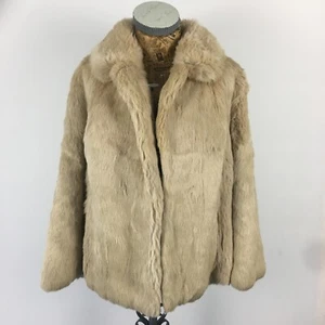 ECHTPELZ MANTEL CREME UK 12 Glamourös Kurz Mittellang Elfenbein Vintage Retro Winter - Bild 1 von 16