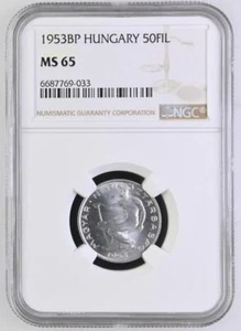 Hungary 50 Filler 1953BP NGC MS 65 - Picture 1 of 2