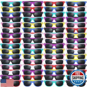 Oleitodh 64 Pack Kids Sunglasses Party Favors, Kid's Neon Sunglasses Bulk, Ch - Picture 1 of 5