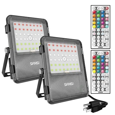 2 pack RGB Floodlight LED Outdoor 800W Equiv. Celebrate Party Landscape 8800LM - Image 1 of 4