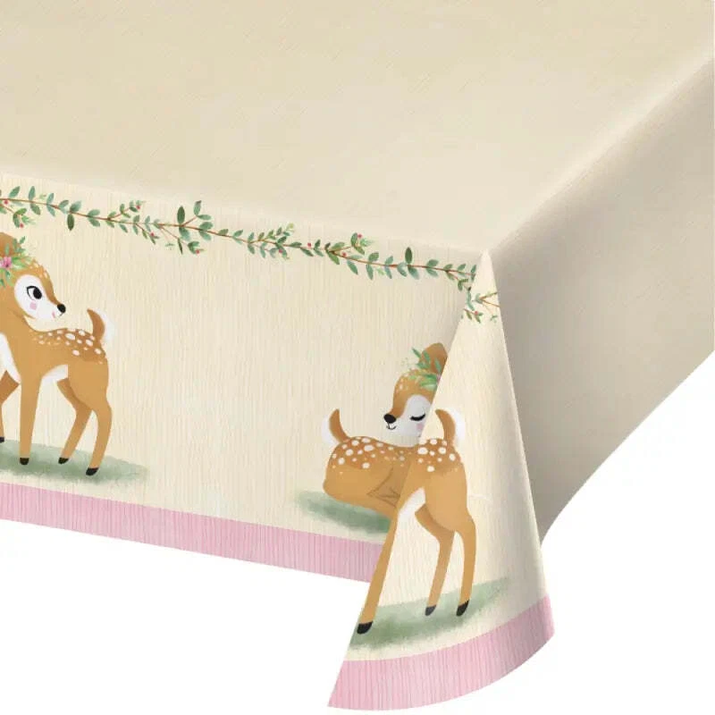 Deer Little One Paper Tablecover Woodland Animal Birthday Party Tablecloth - Image 1 of 1