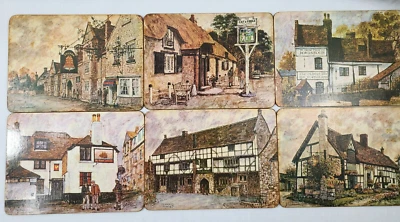 Clover Leaf 6 Kitchen Table Mats Cork Back Inns of England UK - Pubs and Inn - Image 1 of 4