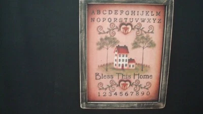 Primitive Country Print *BLESS THIS HOME* in black frame 9 1/2" x 12" - Image 1 of 2
